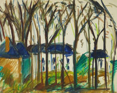 Vintage French Landscape Painting -  Woodland