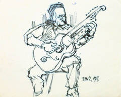 Vintage Ink Sketch - The Guitarist