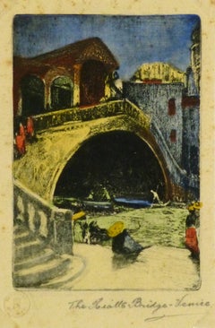 Antique Drypoint - Rialto Bridge, Venice