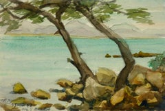 Französische Aquarell-Landschaft in Cte d'Azur, Frankreich