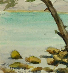 Vintage French Watercolor Landscape - Côte d'Azur