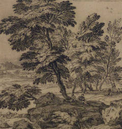 Antique Copper Engraving - Rural Farmstead