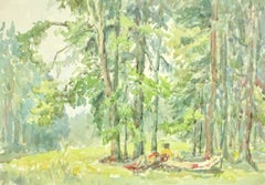 Vintage Watercolor Landscape Painting - Secluded Peace