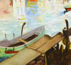 Vintage French Watercolor Landscape - Riviera