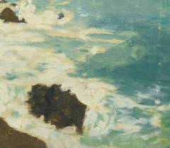 Vintage Oil Landscape - Crashing Waves