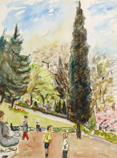 Vintage French Watercolor - Paris Jardin des Plantes