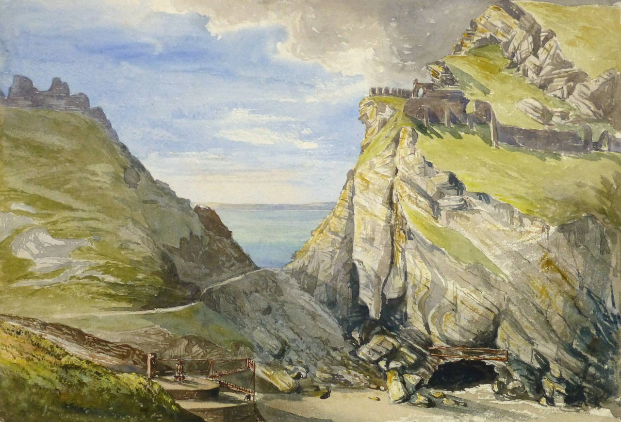 Unknown Landscape Art - Antique Watercolor Landscape - Porth Dafarch, England