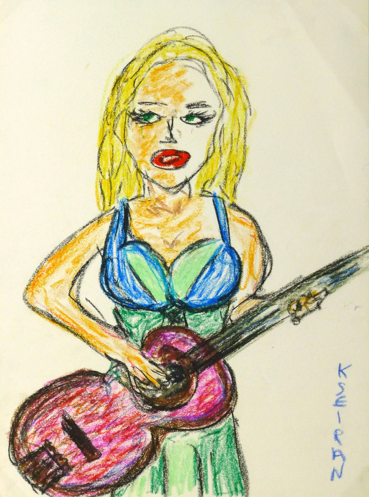 Portrait Kseiran - Pastel français - Le guitariste