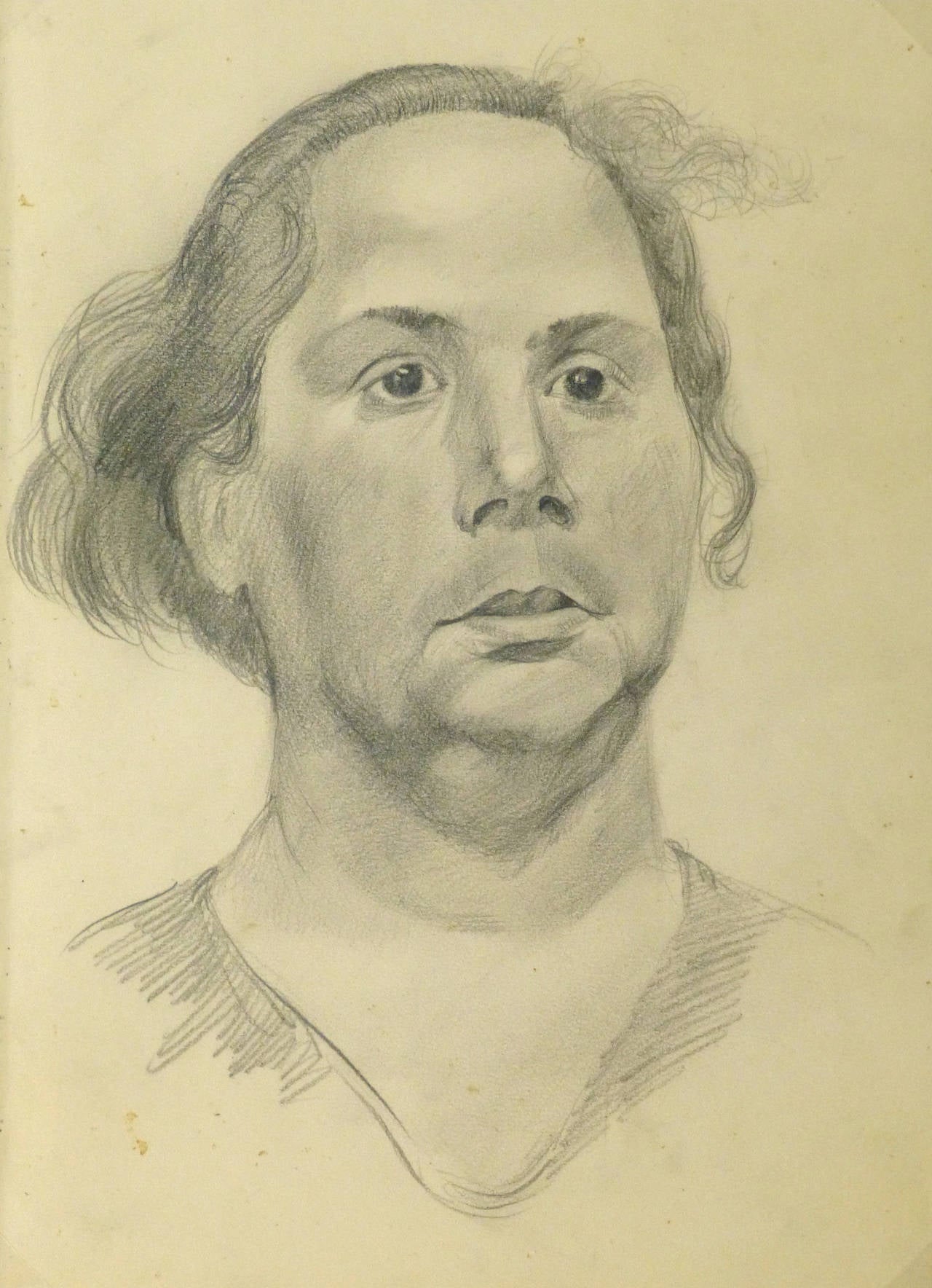 W. Langer Portrait - Vintage Pencil Drawing
