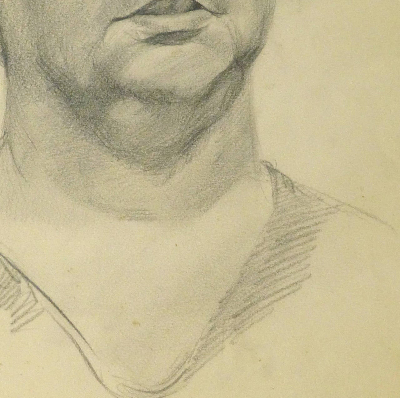 Vintage Pencil Drawing - Beige Portrait by W. Langer