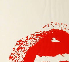 Vintage Serigraph - Poppy Red Portrait