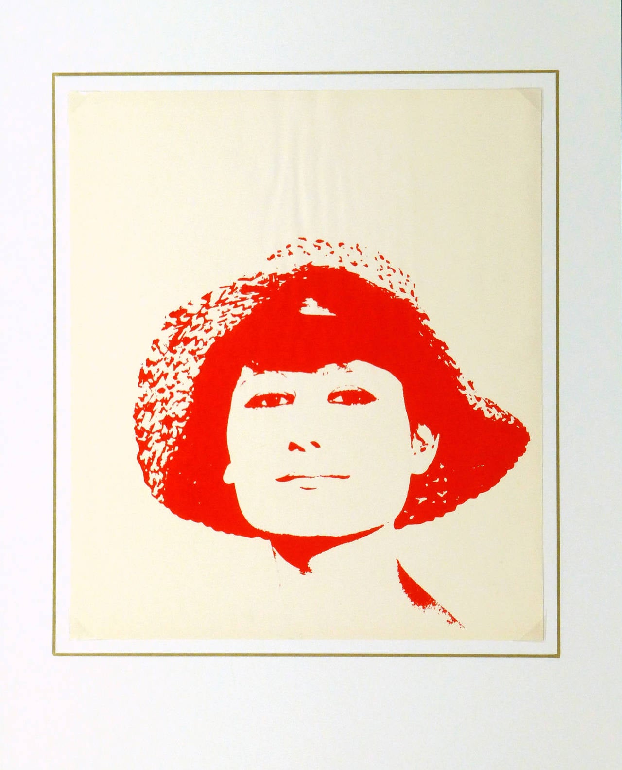 Vintage Serigraph - Poppy Red Portrait 1