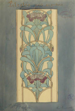 Vintage French Watercolor- Art Nouveau Pochoir Design