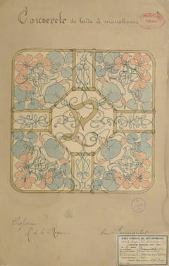 Vintage French Watercolor- Art Nouveau Tissue Box Decor
