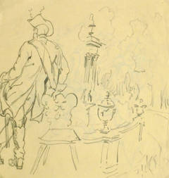 Antique French Pencil Sketch - Etude du XVIIe