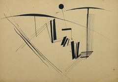 Antique Abstract Ink Sketch - Study in Fluidity