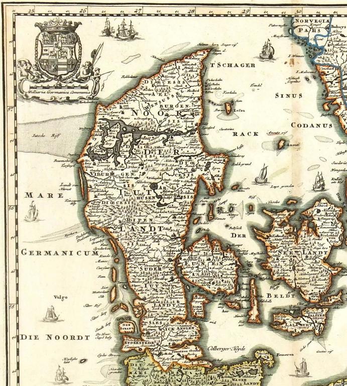 Map of Denmark,  1724 - Other Art Style Print by Unknown