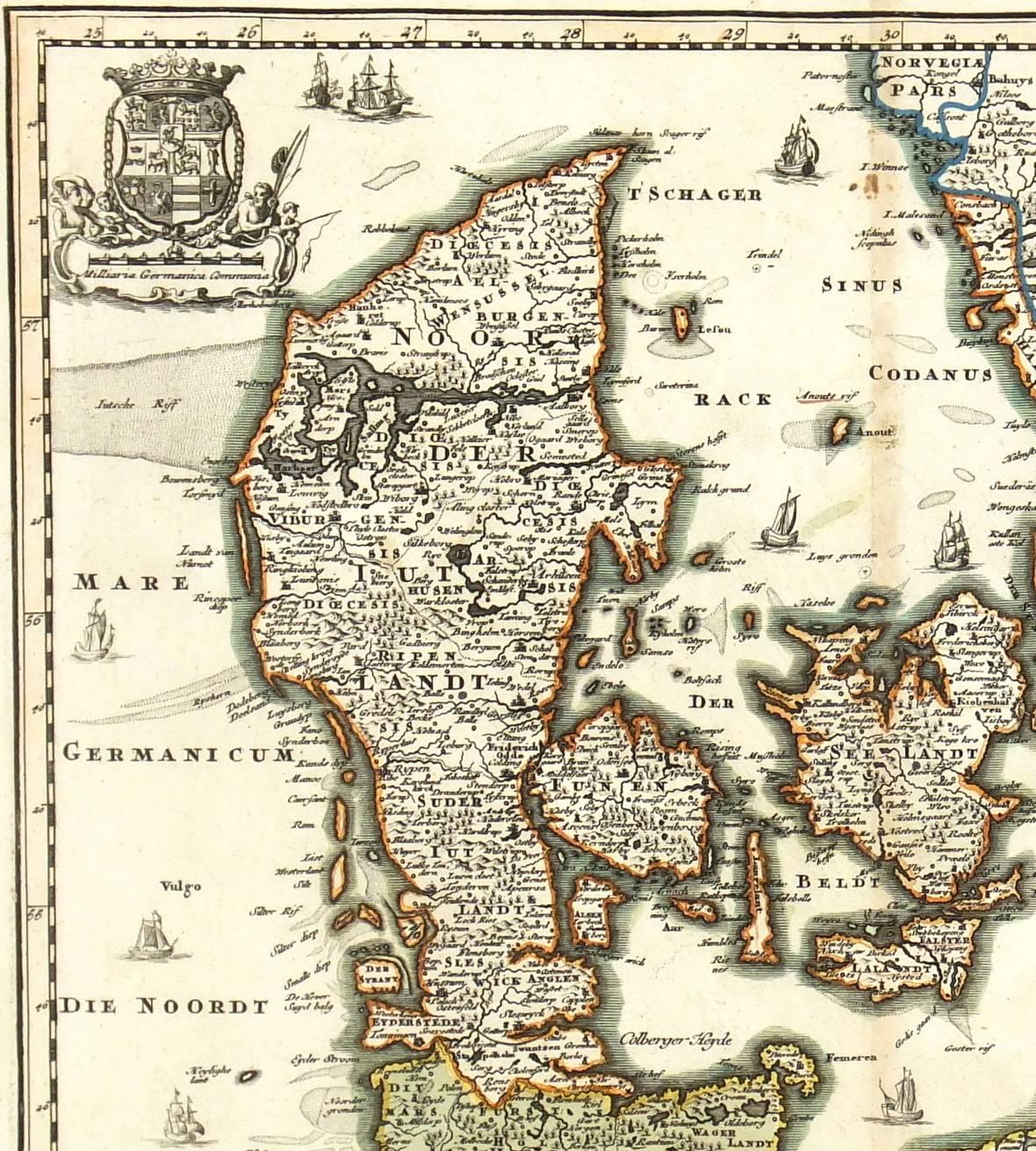 Karte von Dänemark  1724 (Sonstige Kunststile), Print, von Unknown