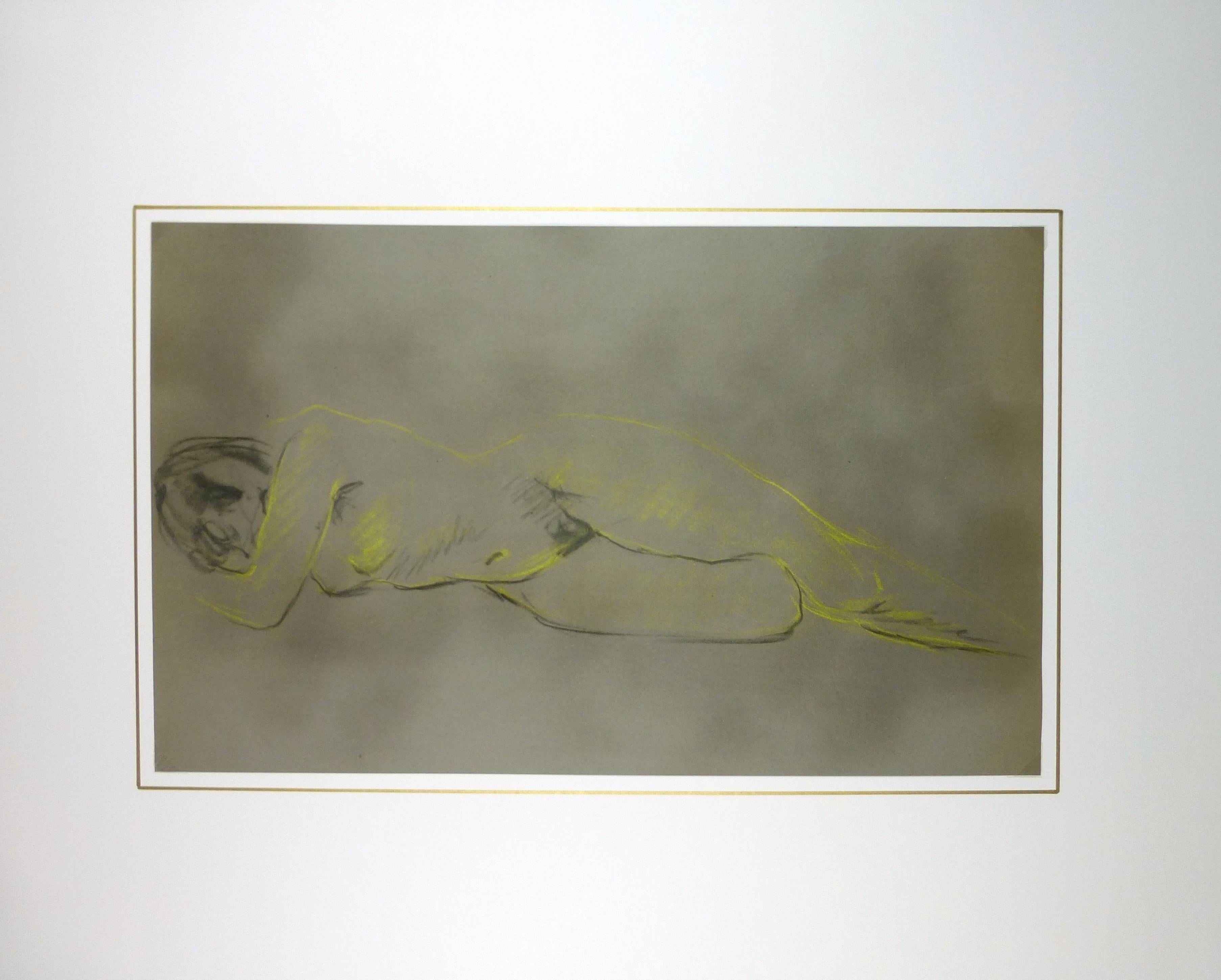 Nude in Grey and Yellow Pastels 1