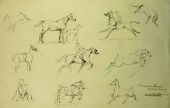 Antique Drawing of Horses