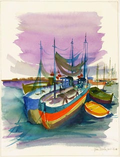 French Watercolor - Fishing Boats