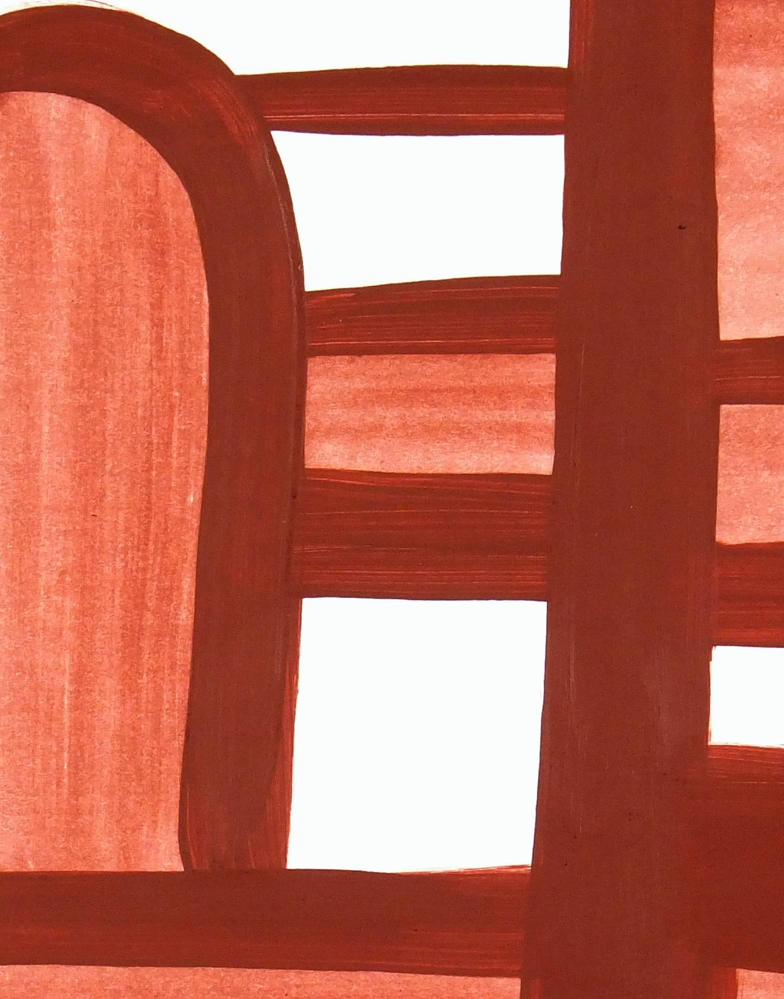 Red Colored Modern Abstract Painting - Partition 2