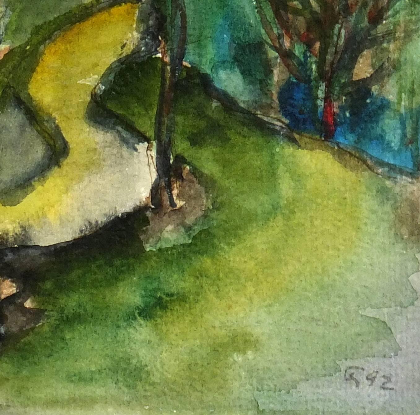 Aquarell-Landschaft – Art von Unknown