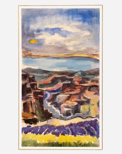 Vintage Gouache Landscape, C. 1950