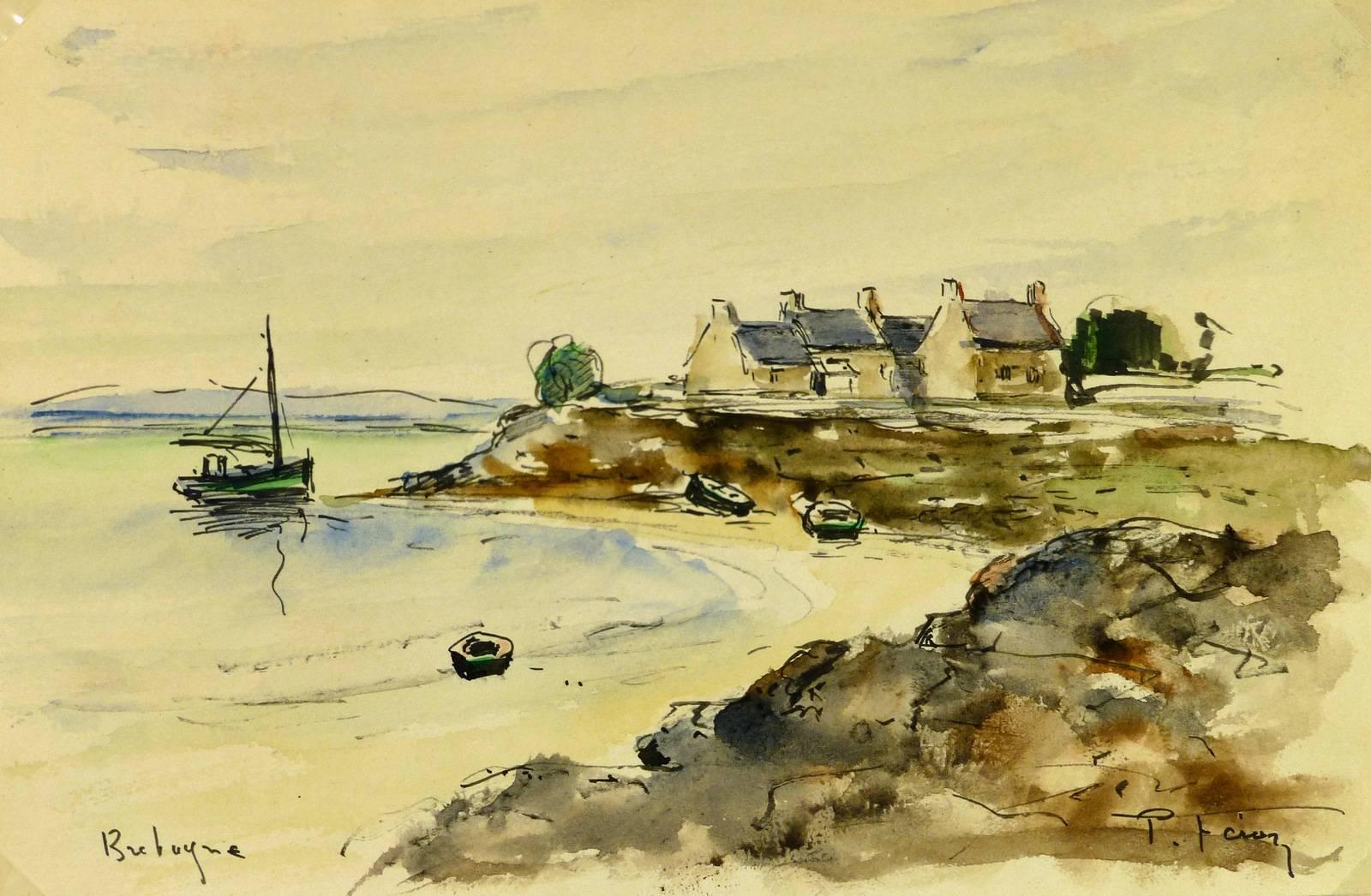 Unknown Landscape Art - French Watercolor - Brittany
