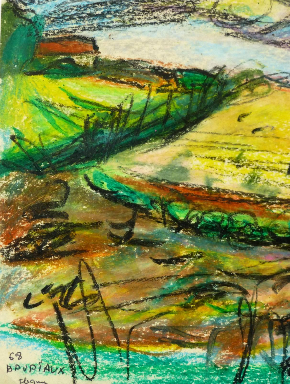 Abstrakte Landschaft im Landhausstil – Painting von Odette Bruriaux