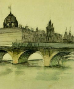 French Painting of Pont Nôtre-Dame, Paris, C. 1915