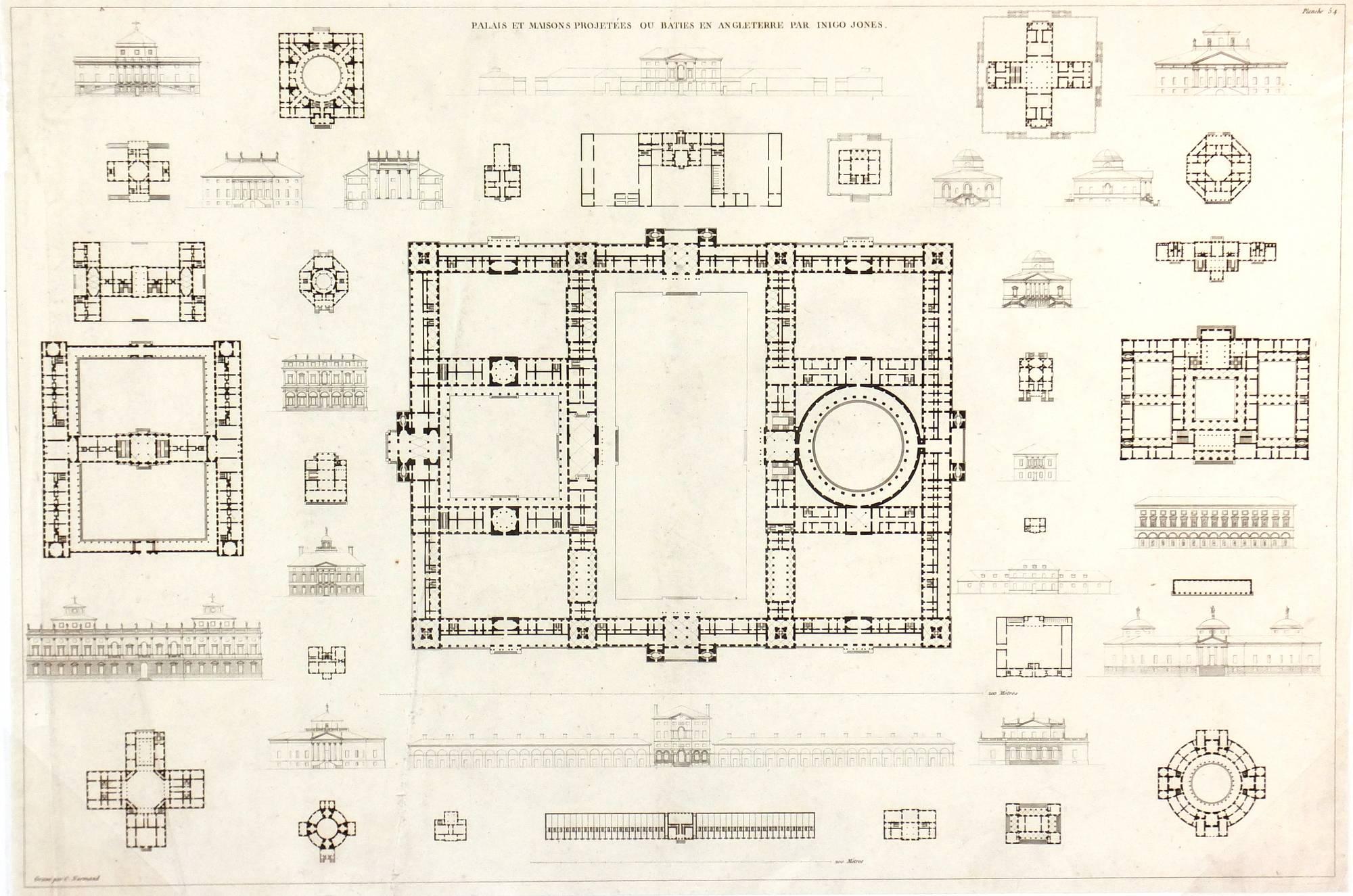Jean-Nicholas-Louis Durand Interior Print - British Palaces and Estates, 1800