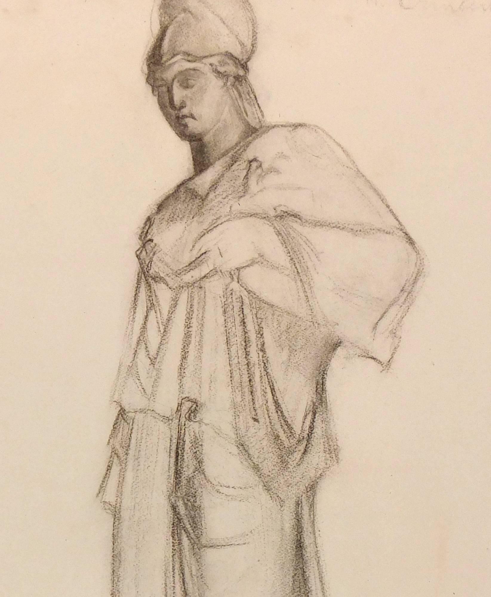 Charcoal Drawing of Athena, C. 1930 - Art by M. Lambert