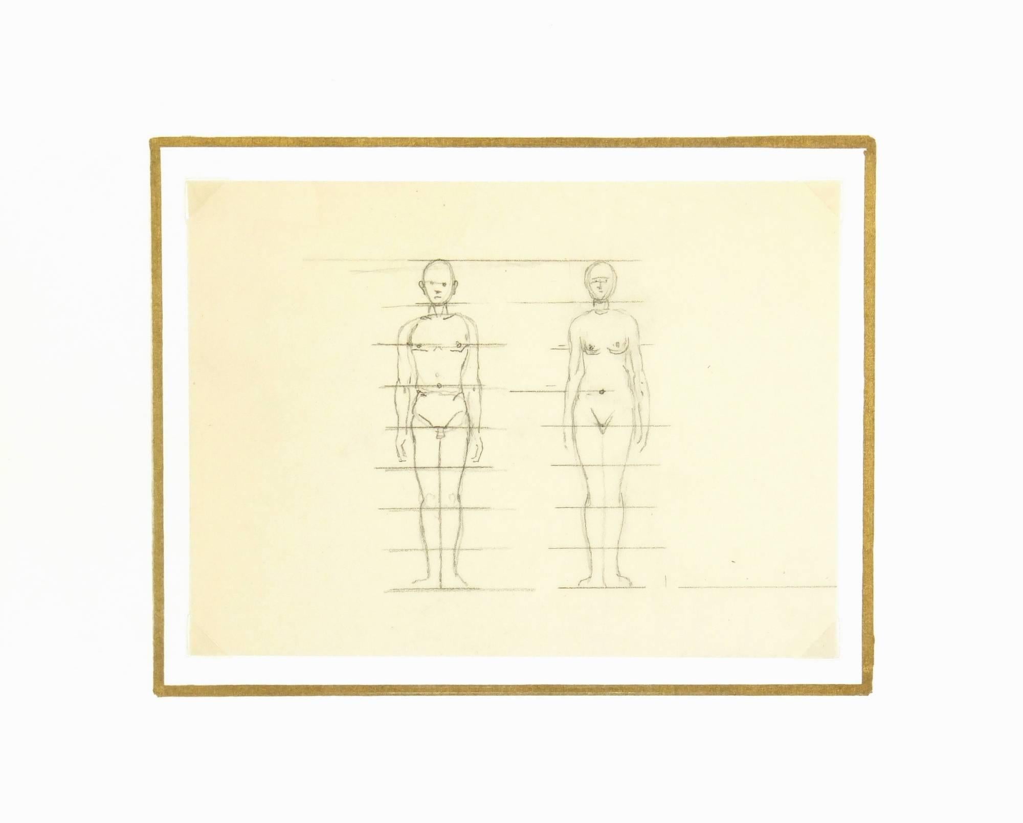 Nudes – Profilskizzen II (Weiß), Portrait, von Werner Bell