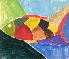 French Watercolor - Varicolored Fish 