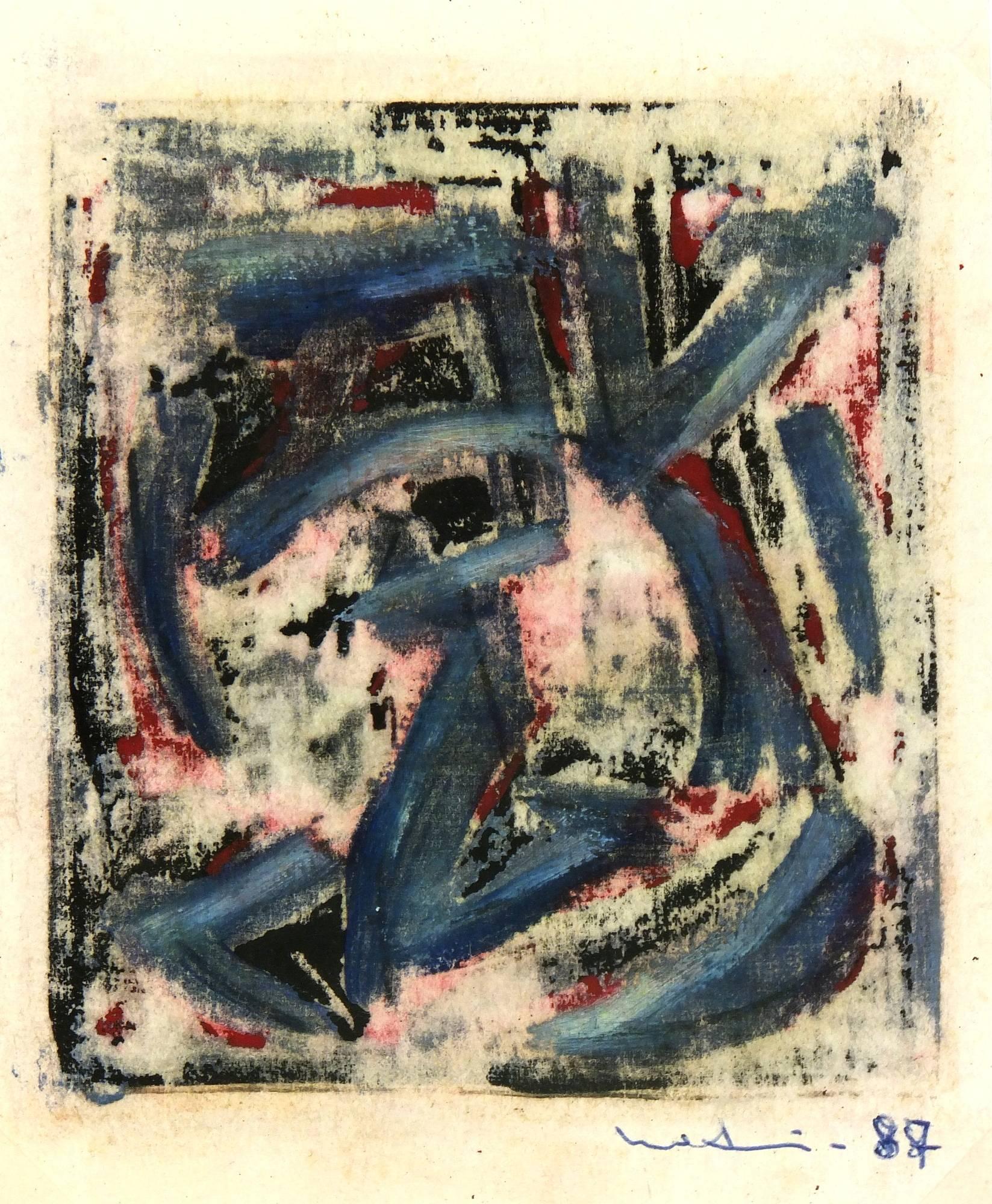 Unknown Abstract Print - Abstract Monotype