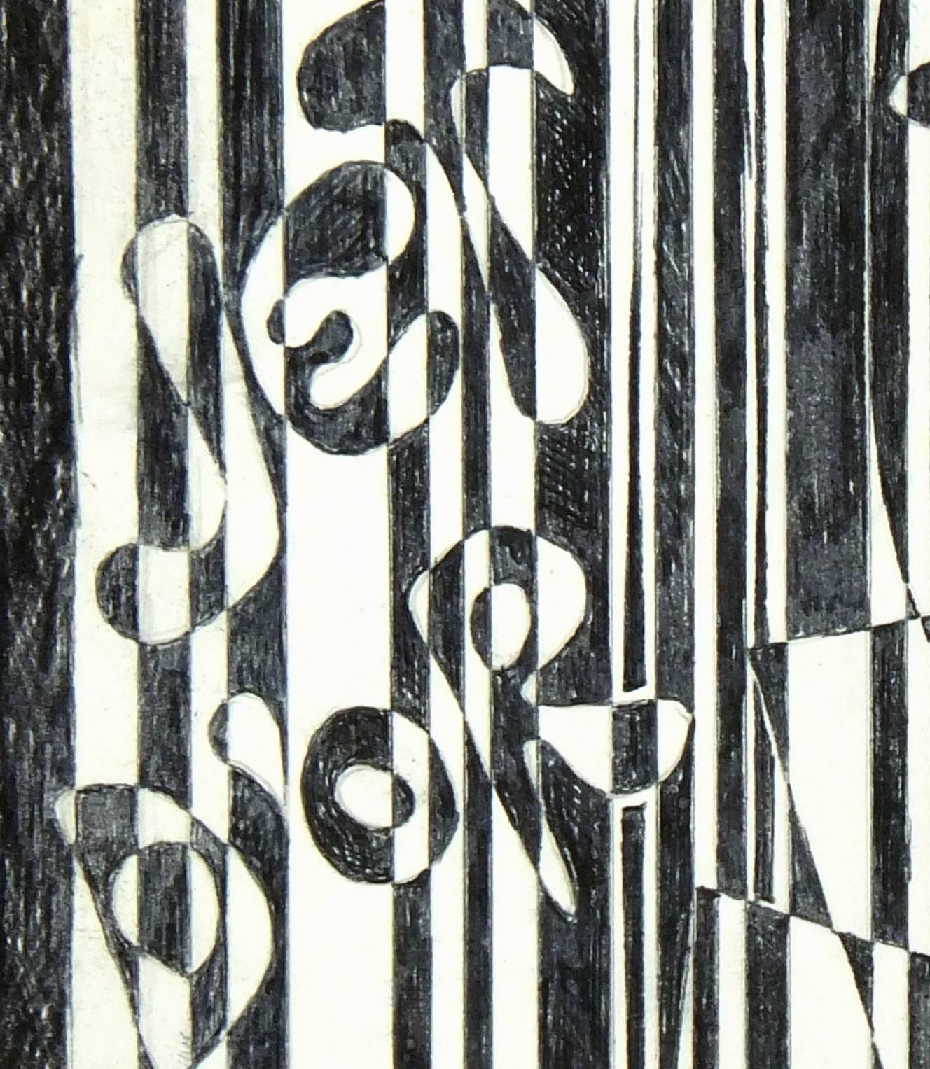 Abstraktes Schwarz-Weiß – Art von Unknown