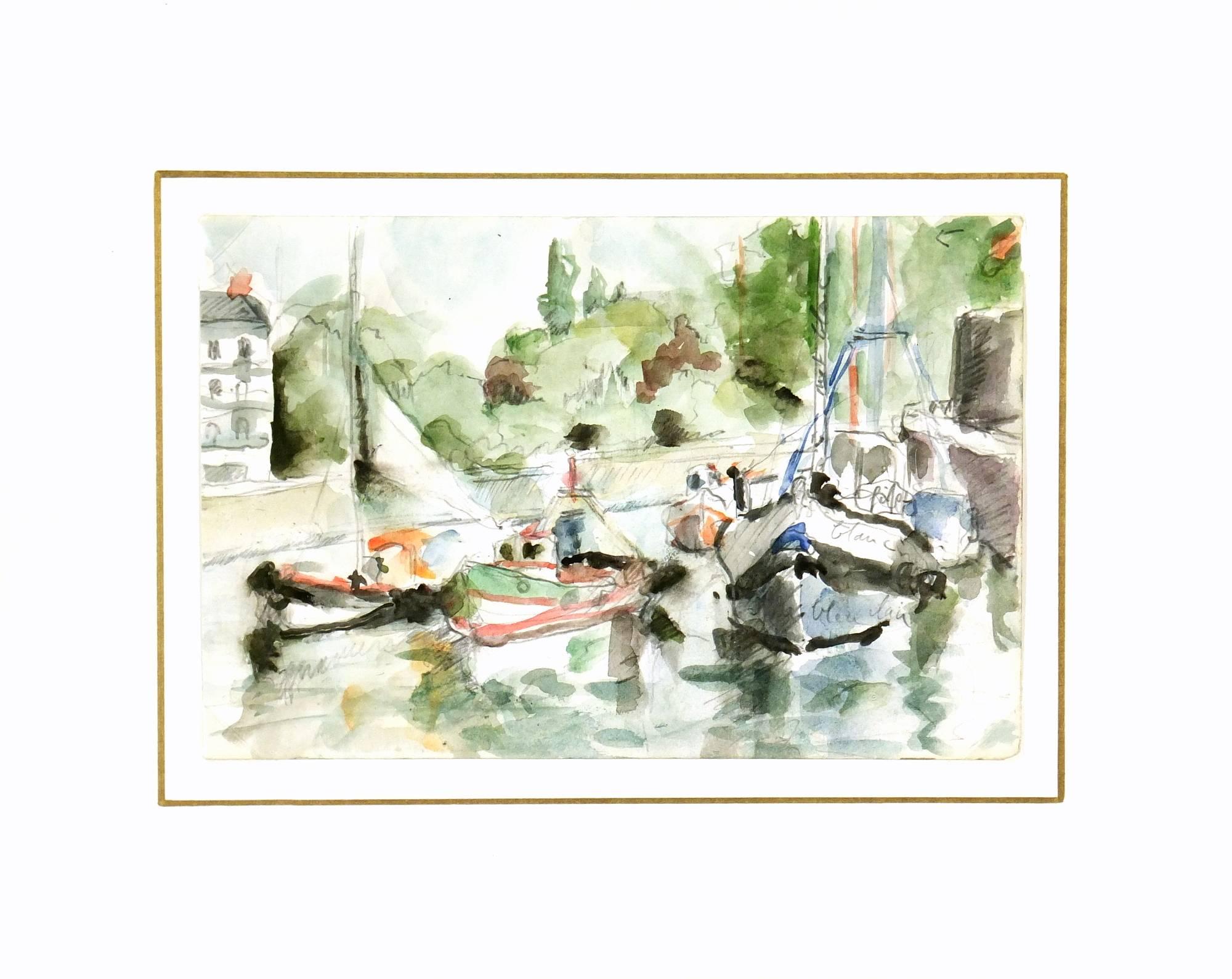 fishing boat watercolor