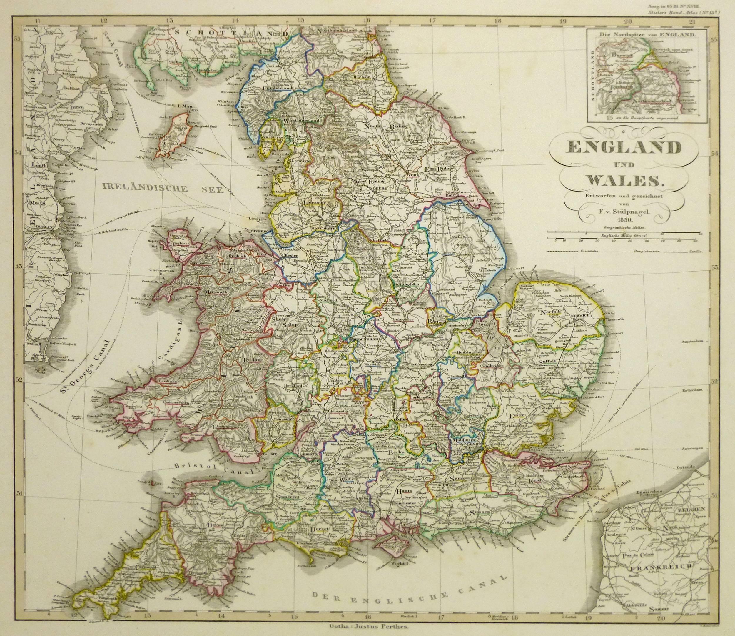 Unknown Print - Map of England & Wales, 1850