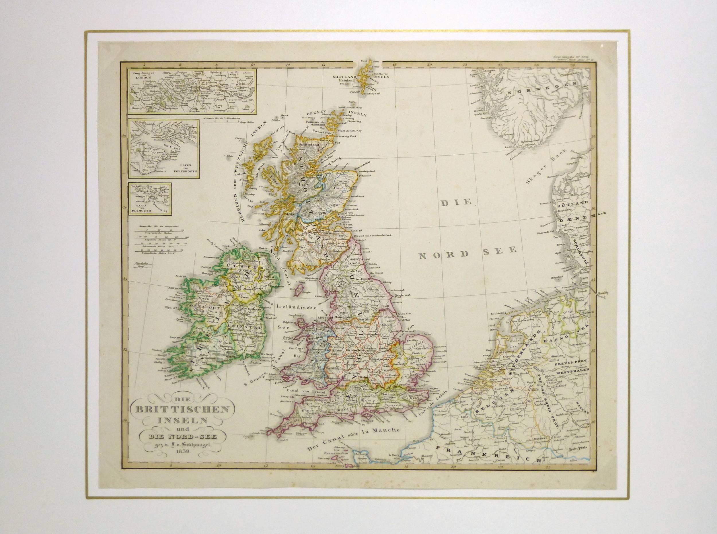 Map of British Isles - Beige Print by Unknown