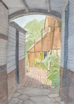 Vintage English Watercolor Landscape - Hallways Farmhouse