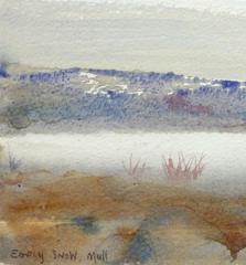 Vintage English Watercolor Landscape - Early Snow in Mull