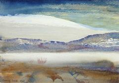 Vintage English Watercolor Landscape - Early Snow in Mull