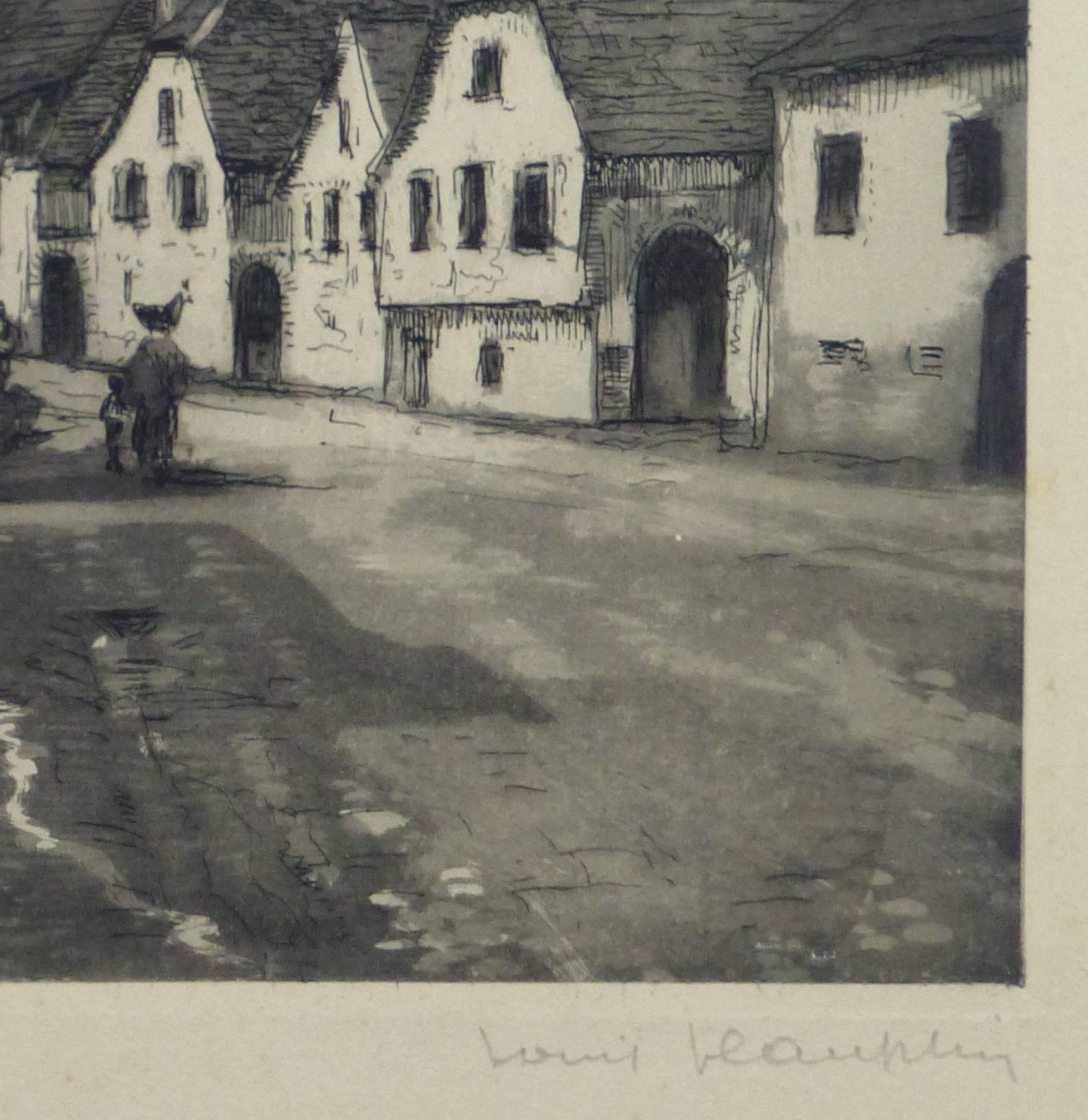 Vintage French Etching - Streets of Alsace - Print by Unknown