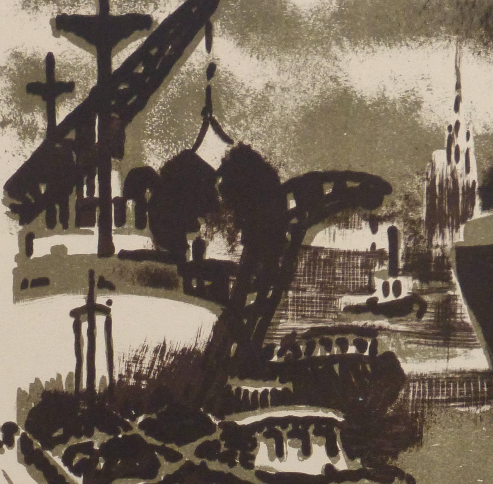 Französische Meereslandschaft - Das Schiffsschiff – Print von Unknown