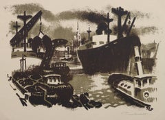 Paesaggio marino francese vintage - Il cantiere navale