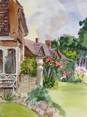 English Watercolor Landscape - Summer Garden