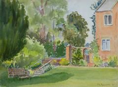 English Watercolor Landscape - Garden Nook