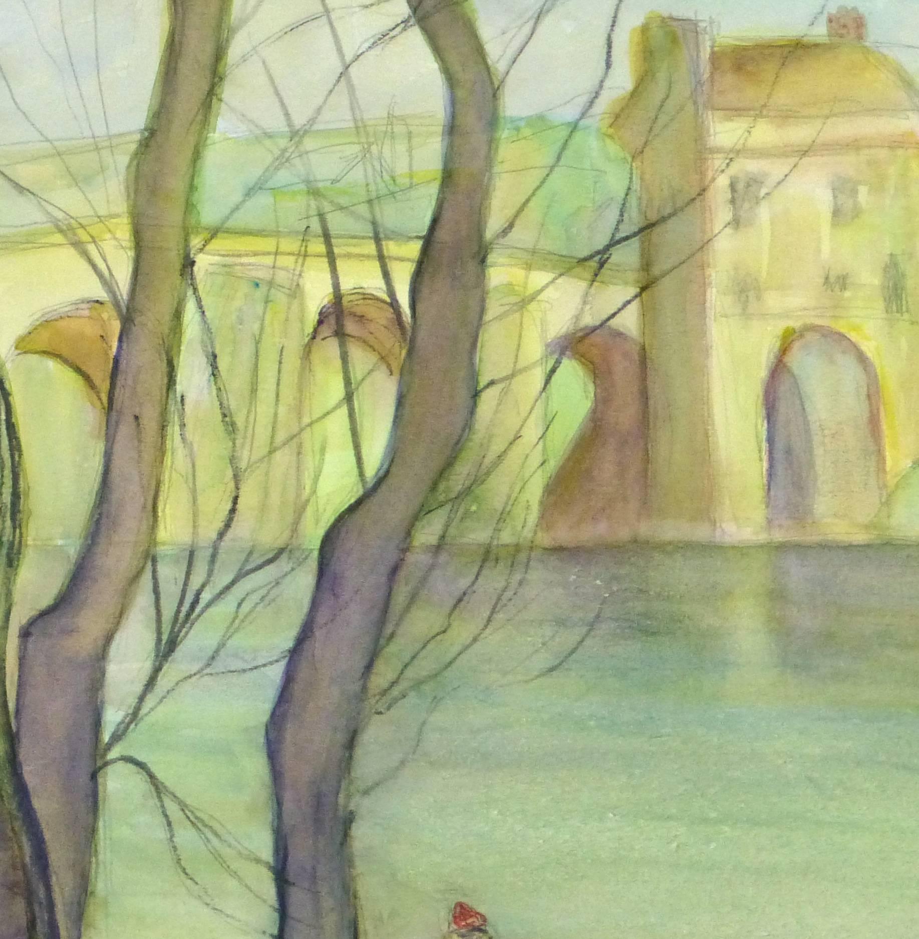 Vintage French Watercolor Landscape - Loire Valley, France - Art by Unknown