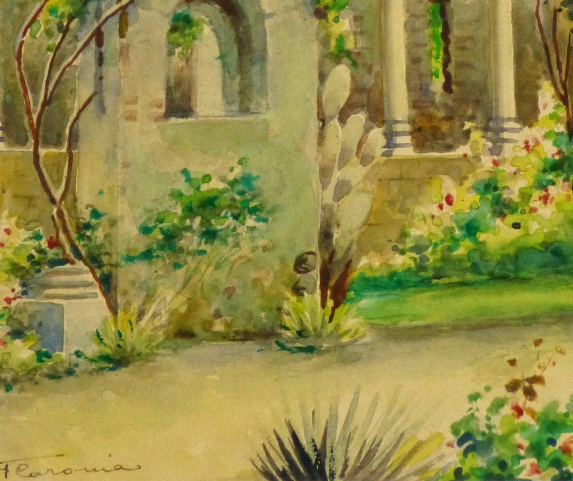 Vintage Italian Landscape - Ornate Courtyard - Art by Unknown